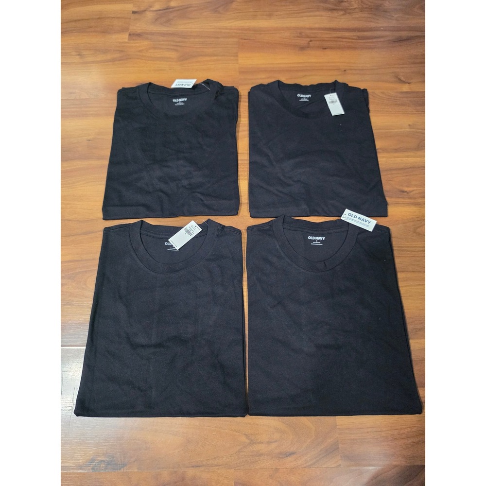 Old Navy Soft Washed T-Shirt Mens M Black NEW 4 Pack Crew Neck Short Sleeve